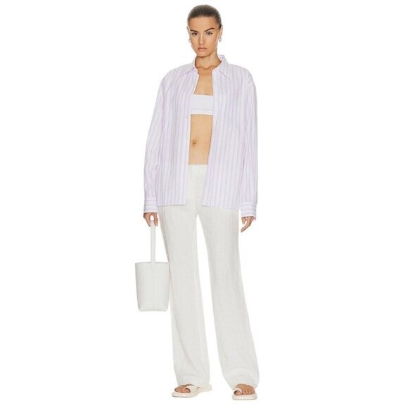 Acne Studios Button Up Shirt in White & Rose Pink Small New Womens Blouse as-is - Picture 5 of 17